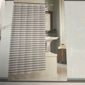 NWT Blue & White Striped Shower Curtain